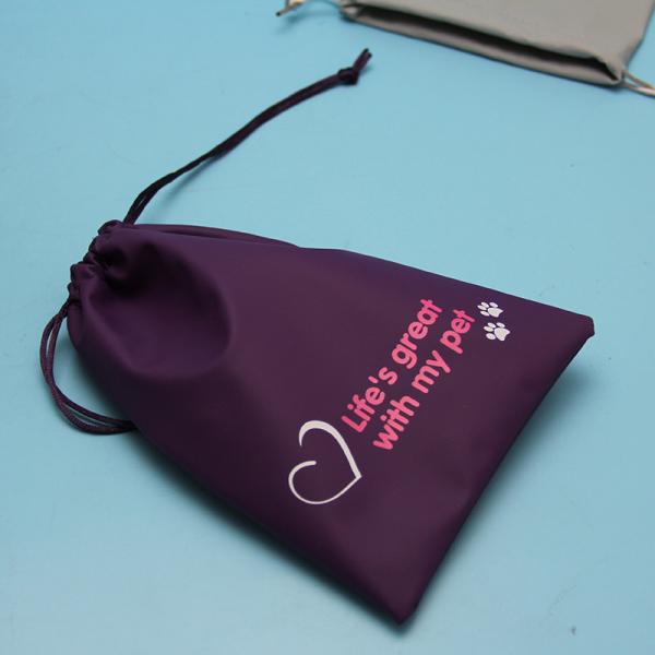 Quality Faux PU Leather Satin Strings Drawstring Package Bag for sale