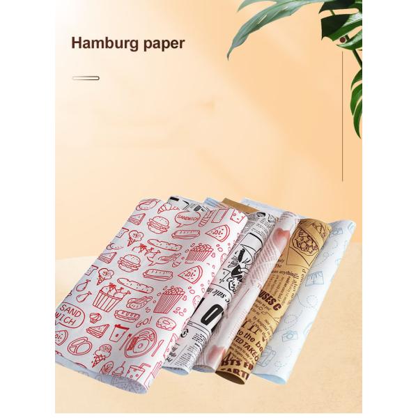 Custom Printed Hotdog Wrappers Greaseproof Wrap Kraft Paper Anti Fat Food Packaging