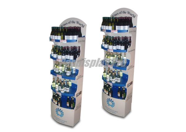 Quality Drinking Wine POS Cardboard Display Stands 5 Round Shelf Silver False Base for sale