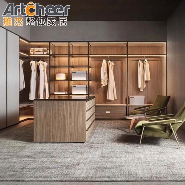 Quality Bedroom Furniture Modern Design Style Aluminum Frame Glass Shelf Cover for Wardrobe for sale