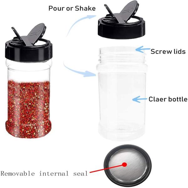 Cylinder 280ml Clear Plastic Pet Spice Jar Customized Color