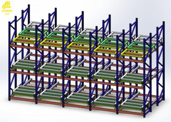 Quality Metal Push Back Racking System / Radio Shuttle Push Back Shelving for sale