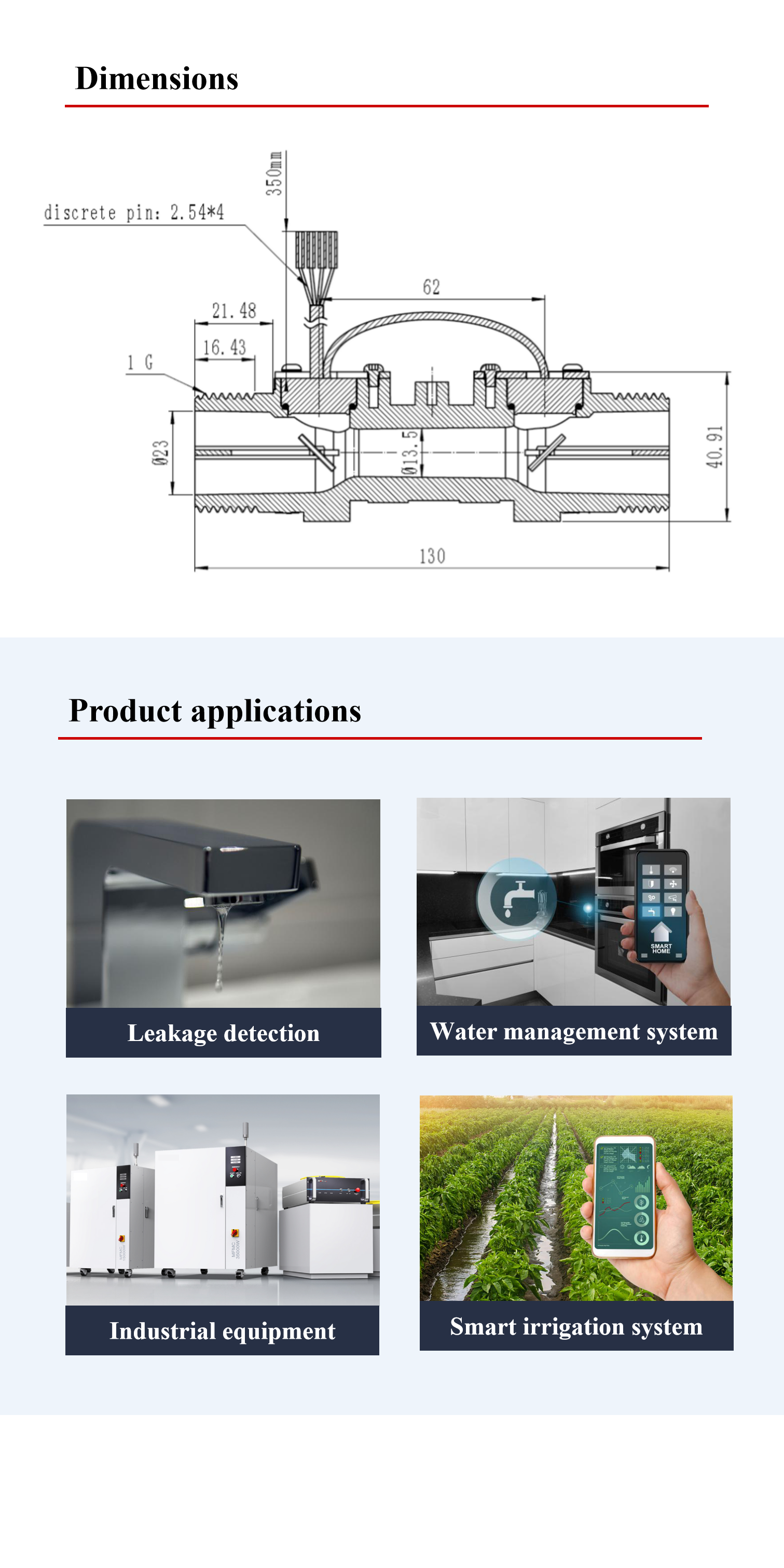 DN20 Ultrasonic Liquid Flow Sensor Module For Industrial Equipment