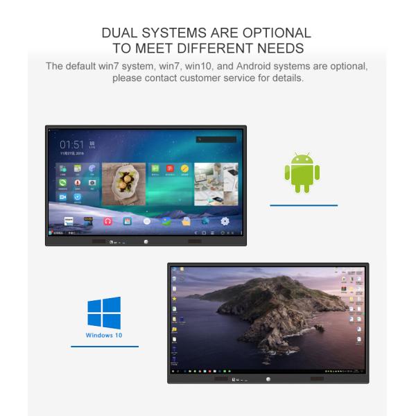 Dual System Flat Electronic Touch Screen Blackboard For Teaching