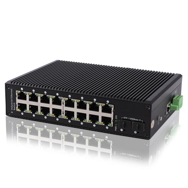 Quality 16 Gigabit Industrial Unmanaged POE Switch 2 Sfp Fiber Switch for sale