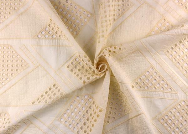 Quality Allover Embroidered Eyelet Cotton Lace Fabric For Wedding Dresses With Hollowed Circle for sale