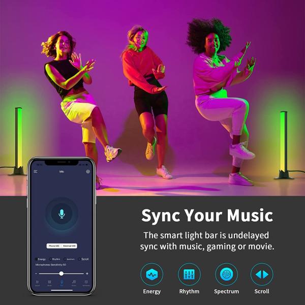 RGBIC Smart LED Ambient Bar Light Wifi APP Control For Home Decor