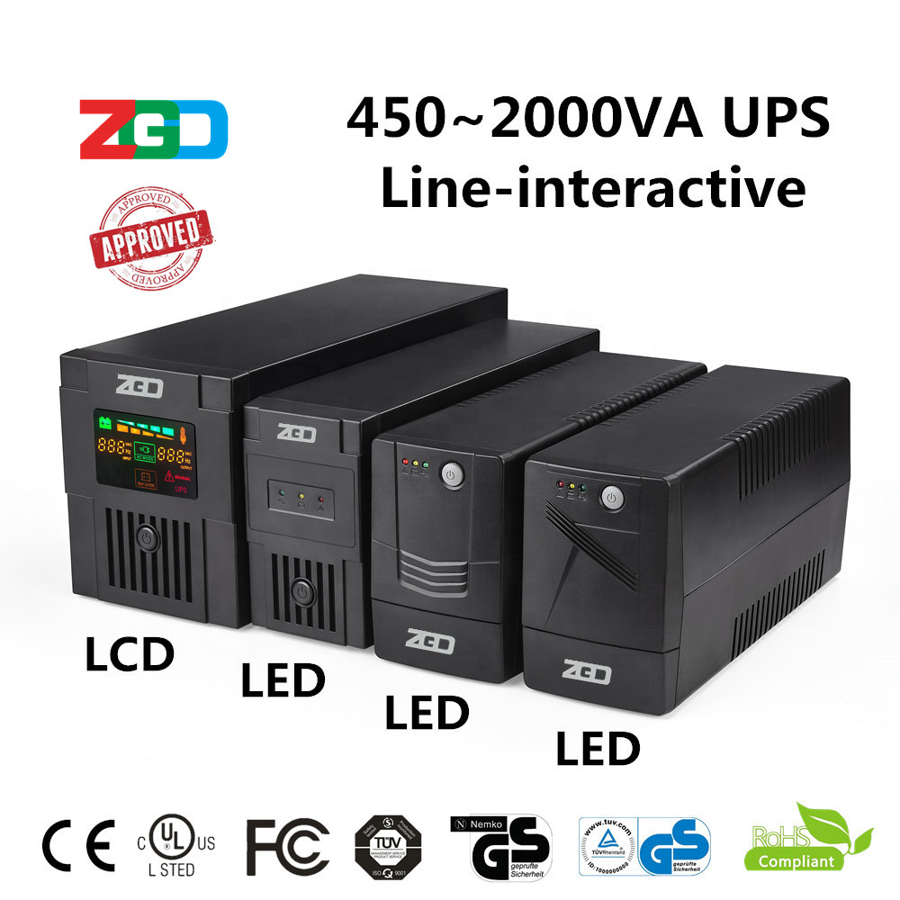 LCD Display Line Interactive Offline Built In Battery UPS 1000VA 1200VA 1500VA 2000VA
