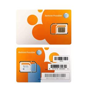 AT&T SIM Card Compatible With Prepaid GoPhone Postpaid AT&T Cellular Service Universal Triple Cut 3 In 1