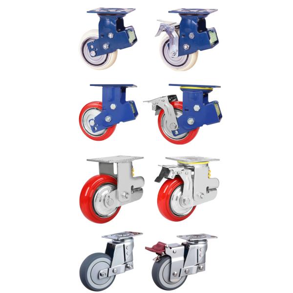 High Quality 6 Inch Rubber /Polyurethane Spiral Shock Absorption Fixed Casters Wheel