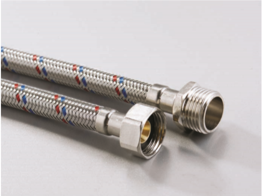 Stainless Steel Braided Shower Hose Brass Core For Cold / Hot Water Faucet Inlet