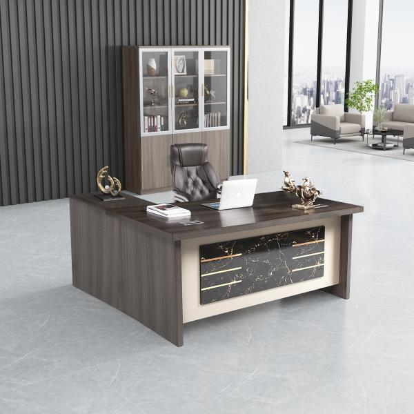 Quality Durable classic CEO Office Table Melamine Solid Wood L Shaped Office Desk for sale