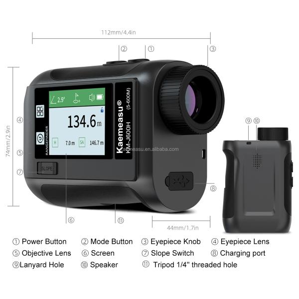J600m Laser Rangefinder Rechargeable Fast Read Laser Distance Meter LCD Screen Memory Storage Portable Design