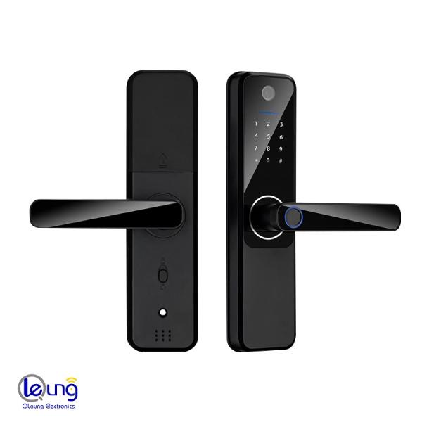 Quality Remote Unlocking Card Code Fingerprint Door Lock With Camera For 5050mm Mortise for sale