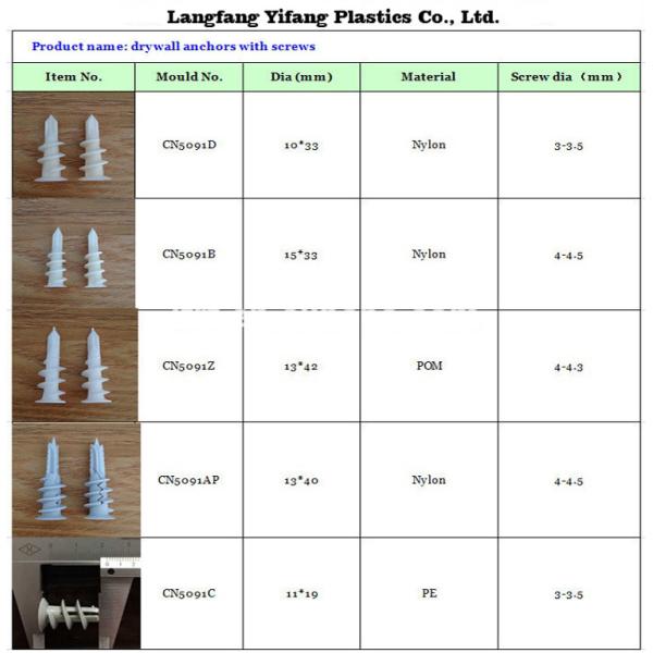 AISI POM 13x42mm 15x33mm Plastic Wall Anchors