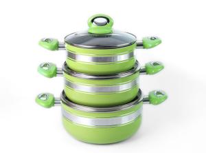 Recyclable PFOA Free 3Pcs 40cm Aluminum Ceramic Stock Pot