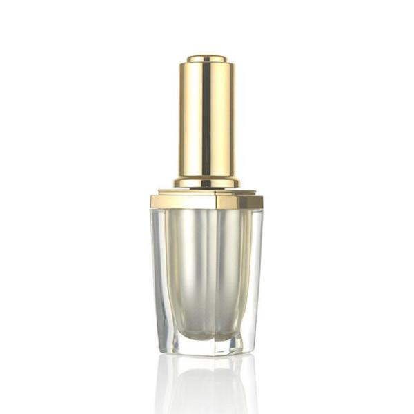 Quality Acrylic 10ml Empty Nail Polish Bottles With Brush Gold Square for sale
