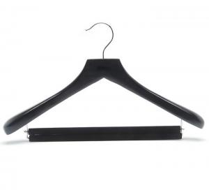 Buy cheap wholesale clothes Display Style Luxury Wooden Suit Hanger with black velvet flocked bar product