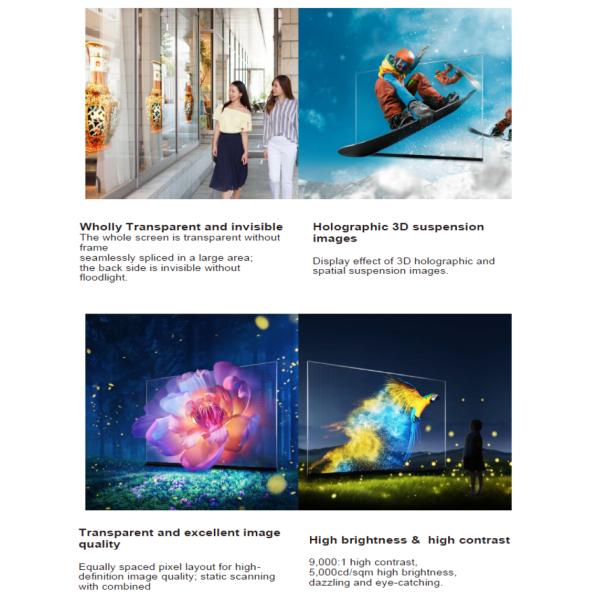 1.8mm Thickness Holographic Invisible Screen Mural Series Transparent 3d Holographic Screen P2.5/P3.91/P6.25/P10