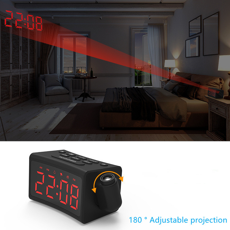 180 Degree Rotating Alarm Clock FM Radio With Creative Curved Surface