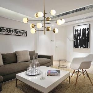 China ODM Frosted Glass Ball Pendant Light Modern Simple Chandelier For Living Room Restaurant on sale