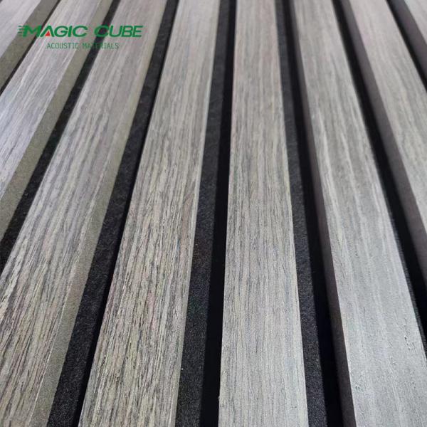Quality 26kg/pcs Wall and Ceiling Sound Absorbing Decor Pet Wooden Strip Slatted Acoustic Panels for Gymnastic for sale