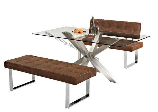 Quality 1.8 Meter Fixed Dining Table , Stainless Steel Dining Table Anti Slip Foot for sale