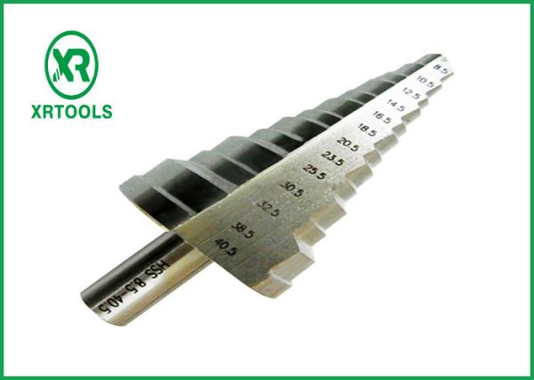 Quality Metric Round Shank HSS Step Drill Bit , Steel Step Drill Bit For Metal Tube for sale