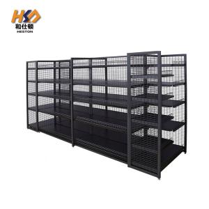 China Four-Post Back Wire Mesh Supermarket Shelf Gondola Rack Display Stand on sale