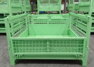 China Metal Stackable Stillage Bin Stackable Pallet Cages Green Powdercoating 1.5T on sale