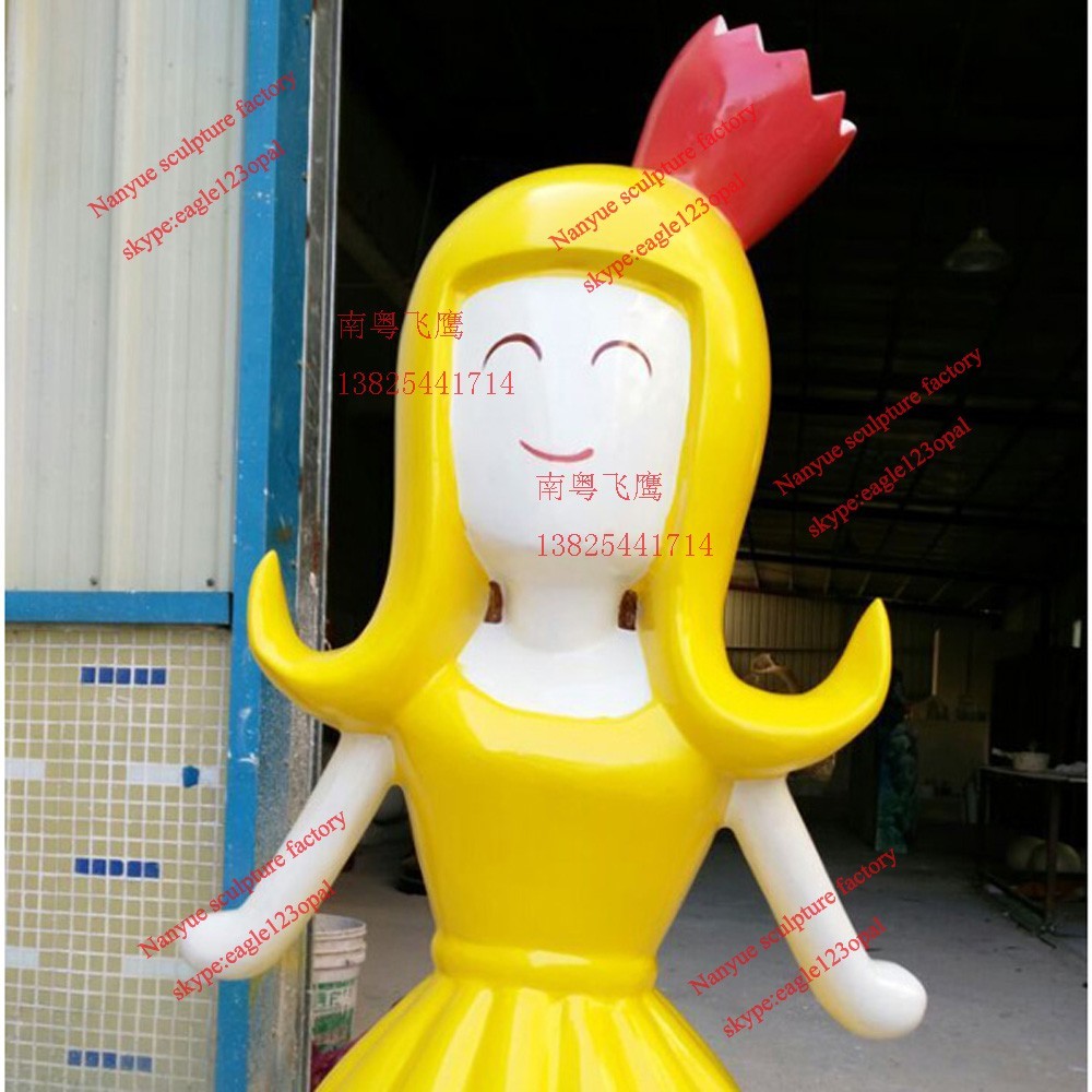 yellow life size cartoon statue angle statue of garden and shopping mall decoration
