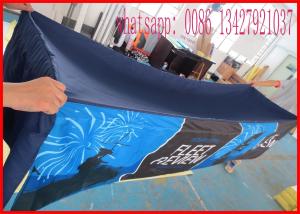 Promotional 8ft 240g Printed Spandex Tablecloths , Stretch Tablecloths Customized Made Logo