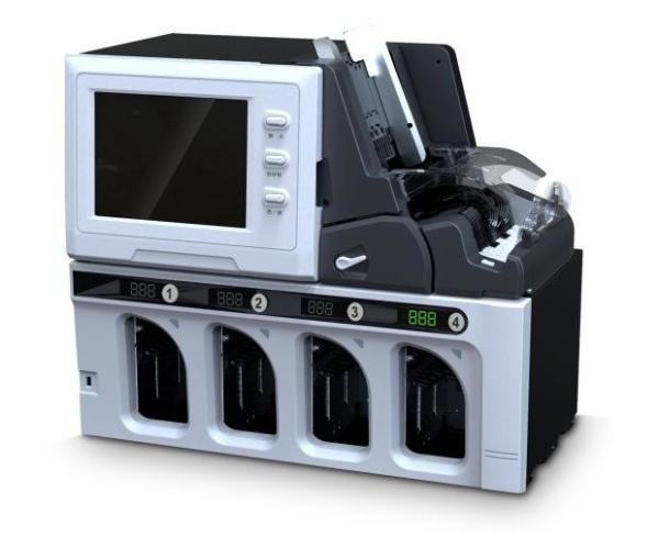 High capacity 3+1 pockets Mixed values currencies note counting machine bank