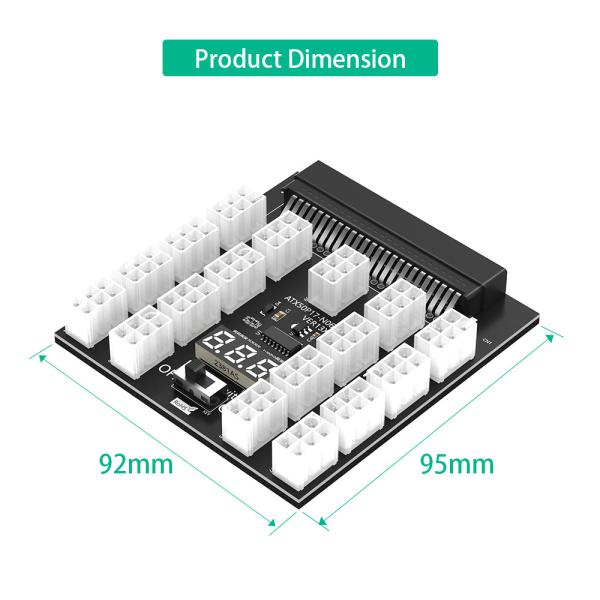 17 ATX PCI-E 6Pin 12V Connector Power Converter Breakout Board for 750W 1100W 1600W 2000W 2400W Daier Server PSU