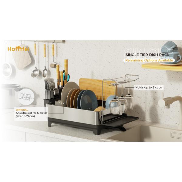 Multifunctional Kitchen Dish Rack Stainless Steel Dish Drainer And Organizer With Cup Holder And Cutlery Holder