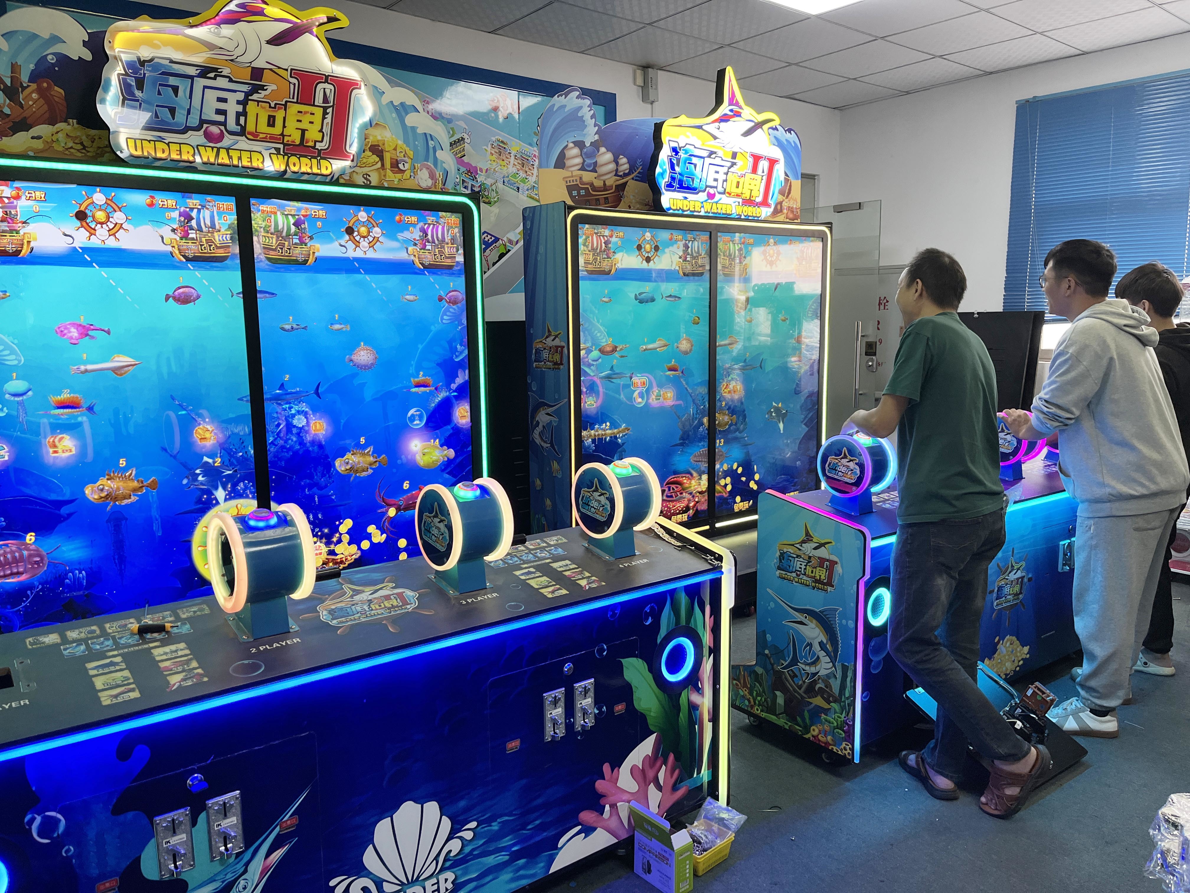 Blue Coin Pusher Go Fishing Ticket Redemption Game Machine For Under Water World Fishing Arcade Lottery Machine English Utilization