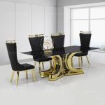 High Gloss 0.45CBM SS Dining Tables Set X Shape Mirror Metal Base