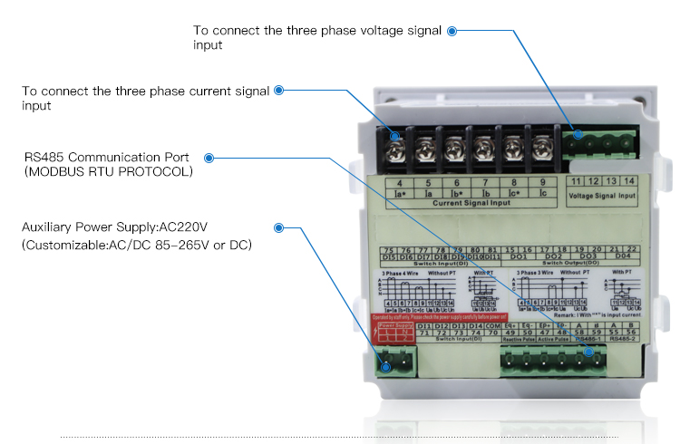 Display Simple Operation Intelligent 96*96mmThree Phase Multi-function Meter CN-3D3Y