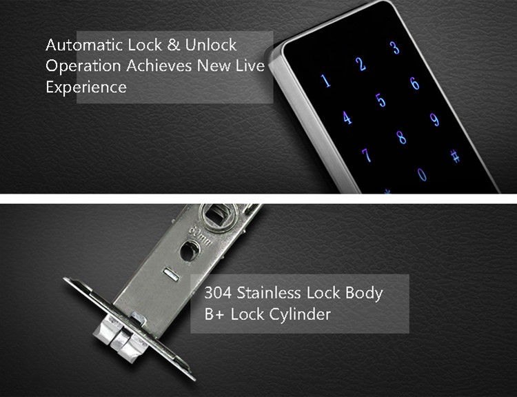 Remote Control Digital Mortise Lock , Custom Automatic Door Lock For Home