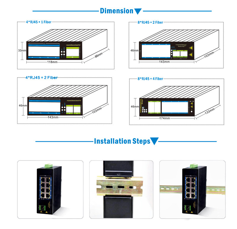 industrial gigabit switch 8port 10/100/1000M UTP ethernet network hub switch for outdoor using