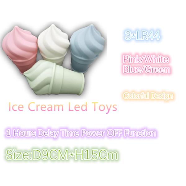 Pink Ice Cream portable LED Night Light Waterproof with 3 LR44 Battery