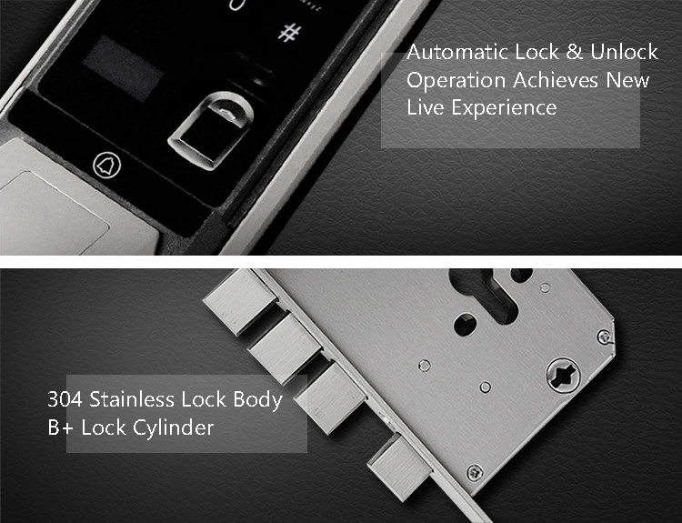 Fast Open Super Convenient Total Automatic Smart Door Lock with Hidden fingerprint reader