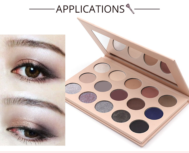 makeup palette highly pigmented waterproof smoky 15 color eye shadow custom logo