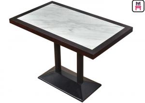 Buy cheap 4 Seats Restaurant Dining Table Luxury Marble Inset Wood 4ft*2ft Casting Iron product