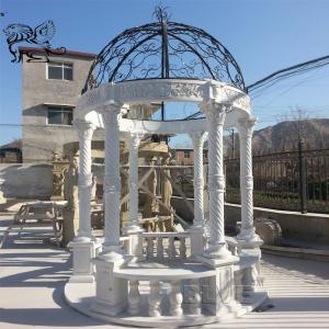 China BLVE Marble Garden Pavilion Round Stone Gazebo White Outdoor Metal Roof on sale