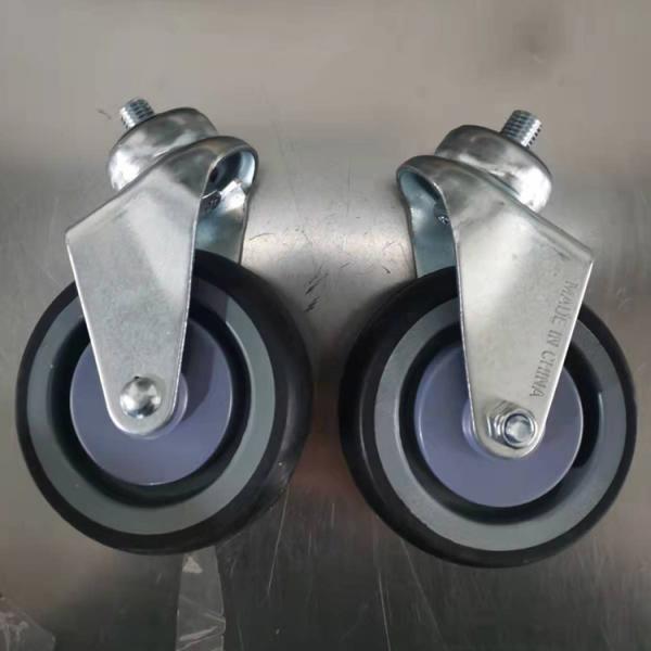 Threaded Stem Swivel Shopping Cart Casters 100x32mm Soft TPR Wheels