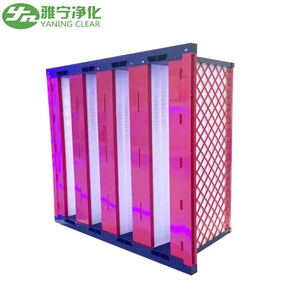 YANING Air Flow High Quality Fiberglass Industry Ultra High Efficiency W Type Purifier Air Filter V-bank HEPA Filter