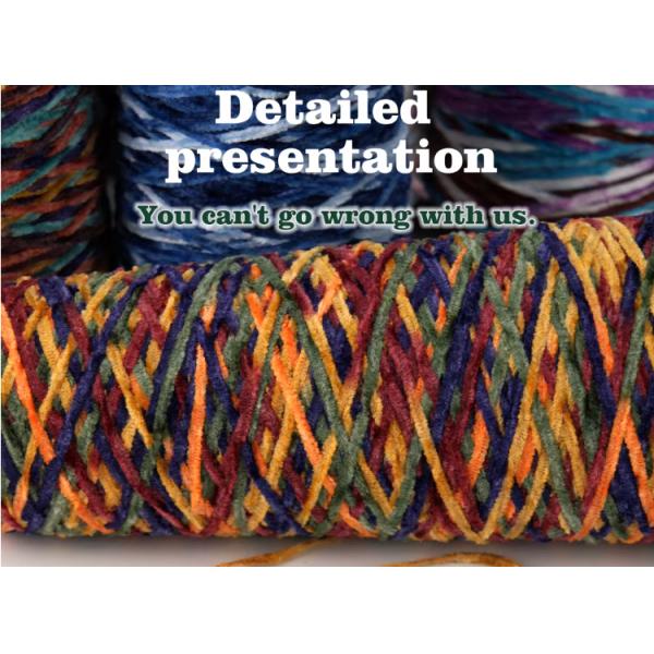 Anti Pilling 12nm Glitter Chenille Yarn Dyed And Raw White Ring Spun