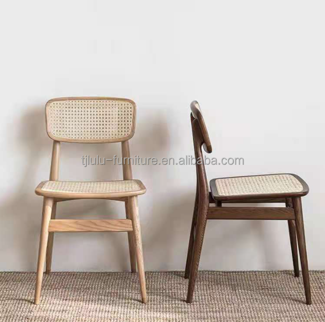 Modern Design Nordic Style Solid Wood Rattan Seat Chair OEM Service