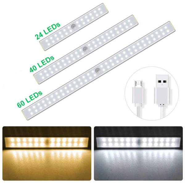 Quality Wardrobe Sensor Light 	Home Appliances 24 40 60 leds Lamp USB Rechargeable 1000mAh for sale